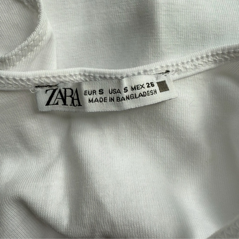 Zara Classic White Bodysuit Size S Stretchy Minimalist Neutral Casual Essential - Picture 4 of 11
